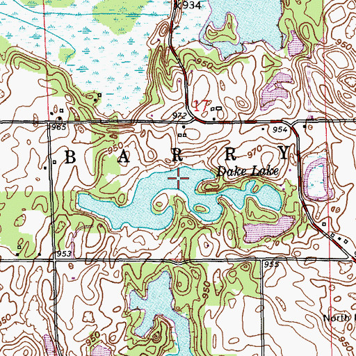 Topographic Map of Dake Lake, MI