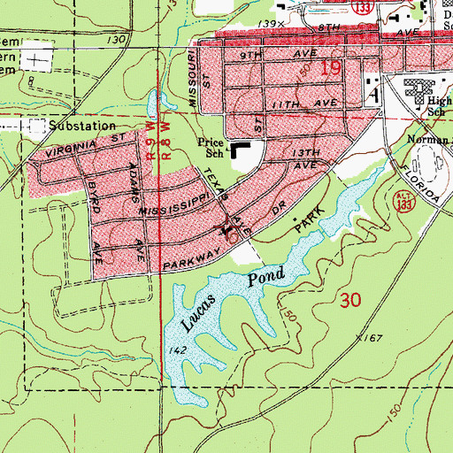 Topographic Map of First Assembly of God Church, AR