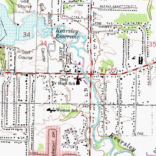 Topographic Map of Daly Junior High School, MI