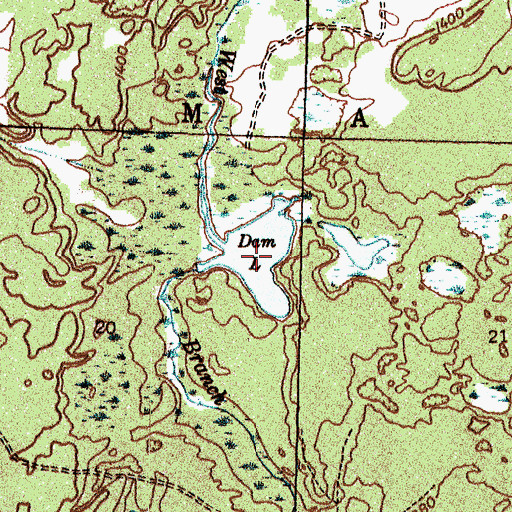Topographic Map of Dam Lake, MI
