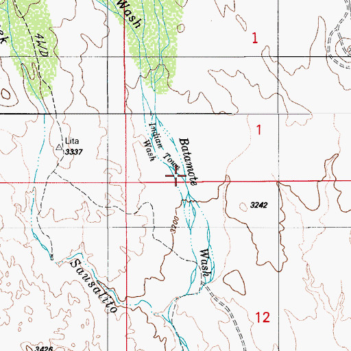 Topographic Map of Indian Town Wash, AZ