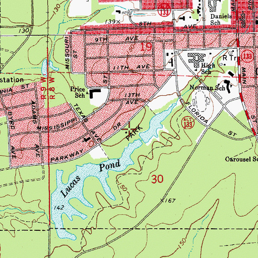 Topographic Map of Crossett City Park, AR