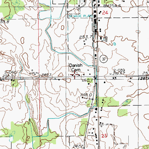 Topographic Map of Danish Church, MI