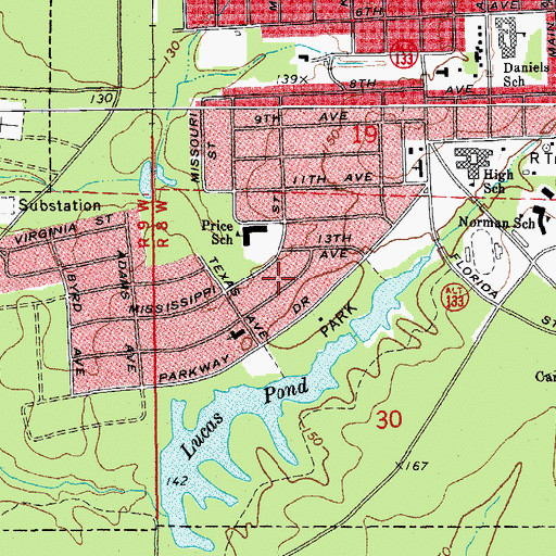 Topographic Map of Oakhurst Addition, AR