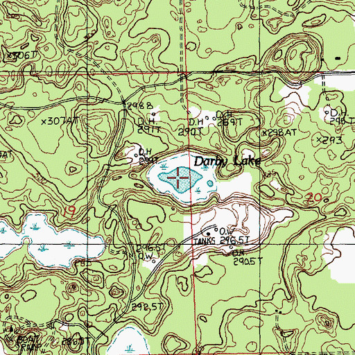 Topographic Map of Darby Lake, MI