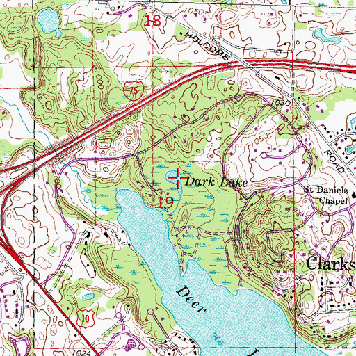 Topographic Map of Dark Lake, MI