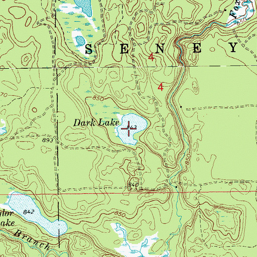 Topographic Map of Dark Lake, MI