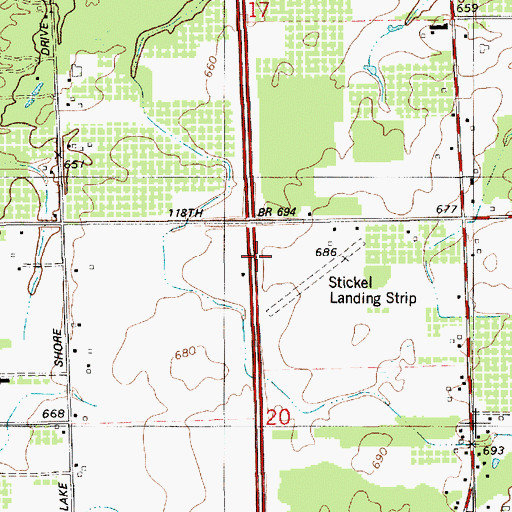 Topographic Map of Darling School, MI