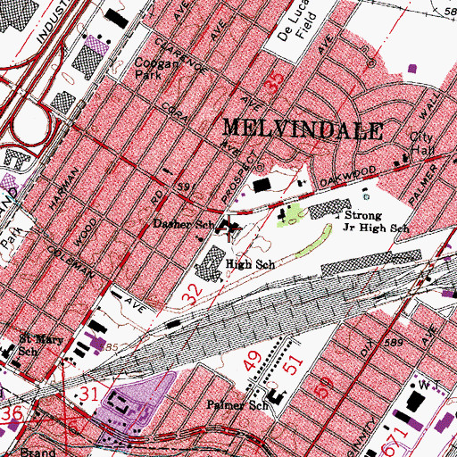 Topographic Map of Dasher School, MI
