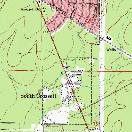 Topographic Map of South Crossett Missionary Baptist Church, AR
