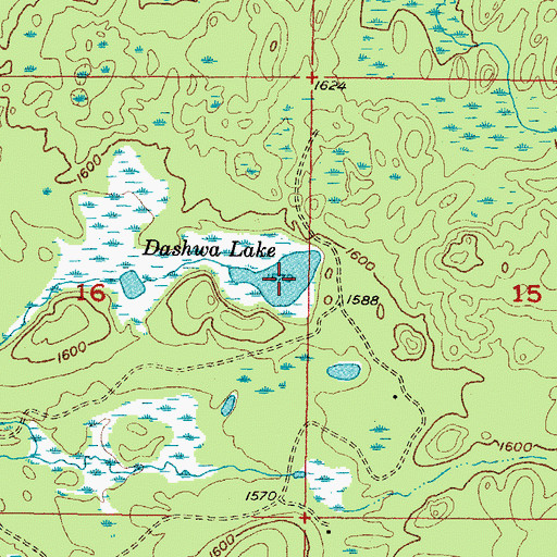 Topographic Map of Dashwa Lake, MI