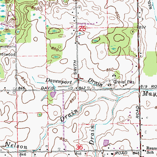 Topographic Map of Davenport Drain, MI