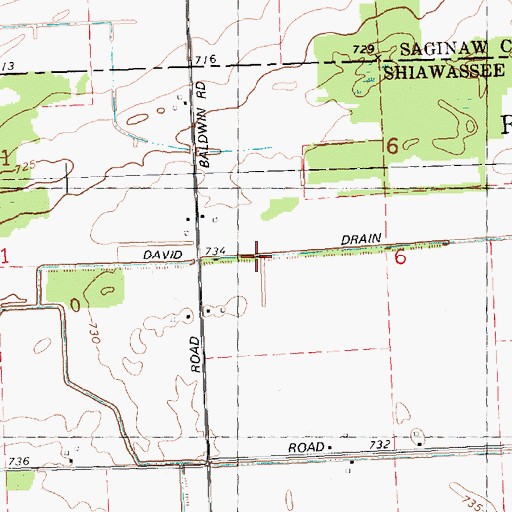 Topographic Map of David Drain, MI