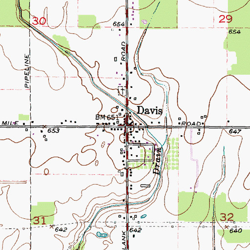 Topographic Map of Davis, MI