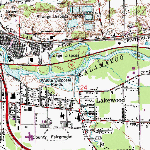 Topographic Map of Davis Creek, MI