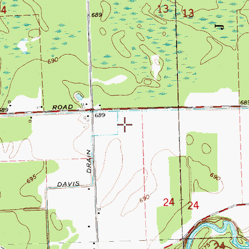 Topographic Map of Davis Drain, MI