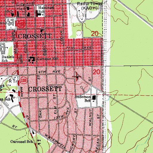 Topographic Map of Saint Marks Episcopal Church, AR