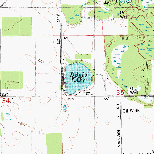 Topographic Map of Davis Lake, MI