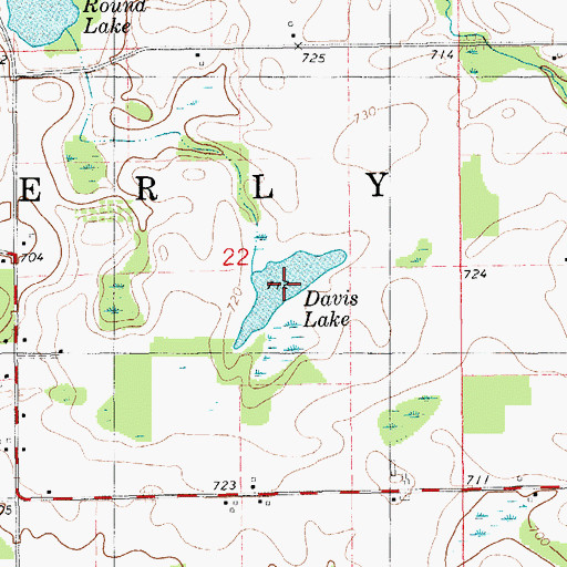 Topographic Map of Davis Lake, MI