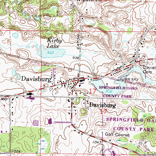 Topographic Map of Davisburg, MI