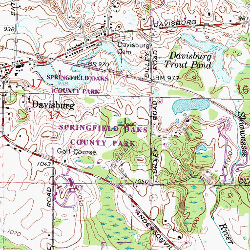Topographic Map of Davisburg Park, MI