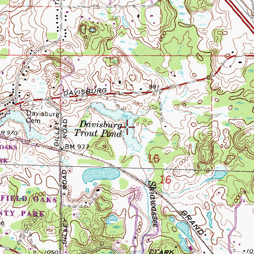 Topographic Map of Davisburg Trout Pond, MI