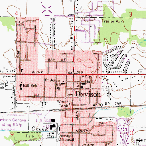 Topographic Map of Davison, MI
