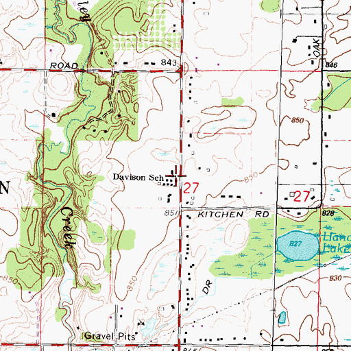 Topographic Map of Davison School, MI