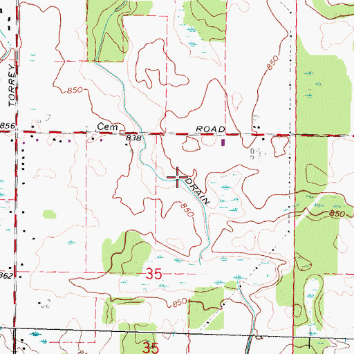 Topographic Map of Dawe Drain, MI