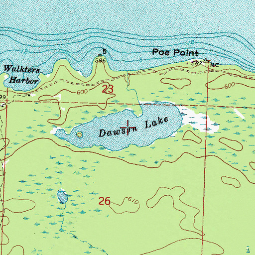 Topographic Map of Dawson Lake, MI
