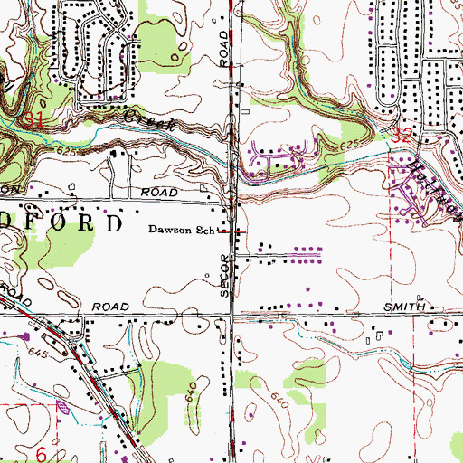 Topographic Map of Dawson School, MI