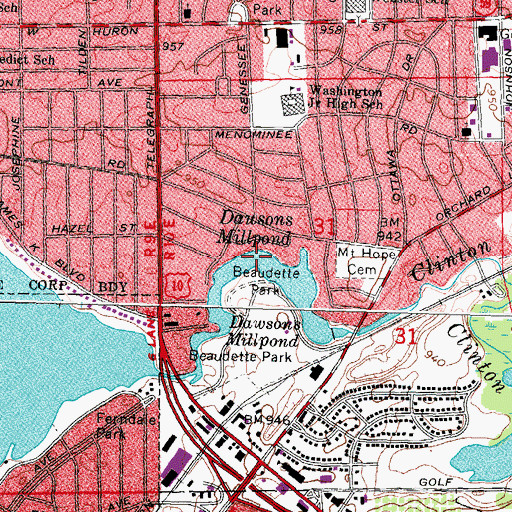 Topographic Map of Dawsons Millpond, MI