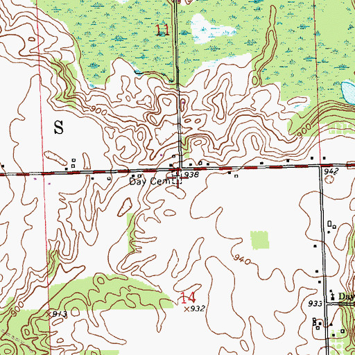 Topographic Map of Day Cemetery, MI
