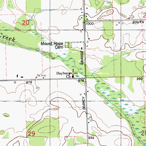 Topographic Map of Dayburg Church, MI