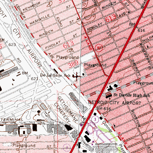 Topographic Map of De La Salle School, MI