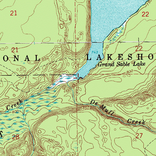 Topographic Map of De Mull Creek, MI