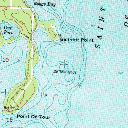 Topographic Map of De Tour Shoal, MI