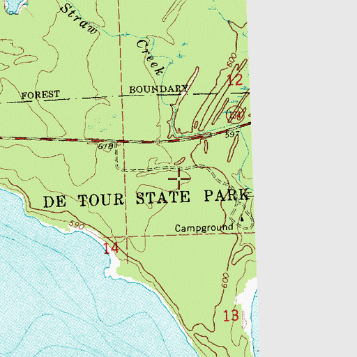 Topographic Map of De Tour State Park, MI