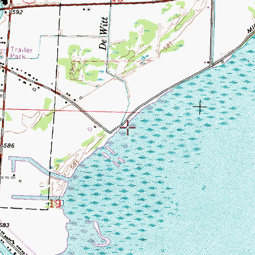Topographic Map of De Witt Drain, MI