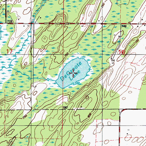Topographic Map of DeGroote Lake, MI