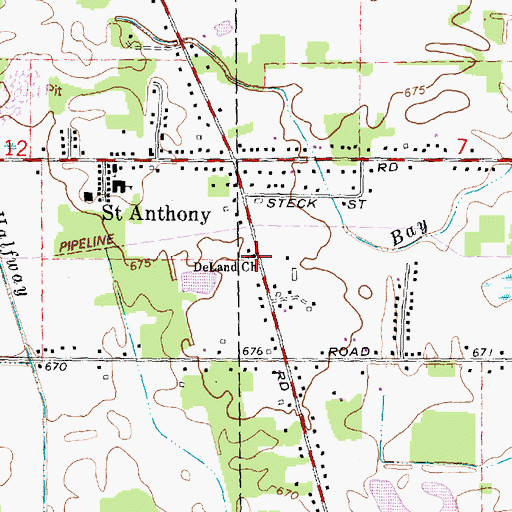 Topographic Map of DeLand Church, MI