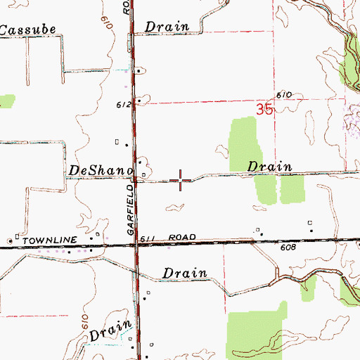 Topographic Map of DeShano Drain, MI