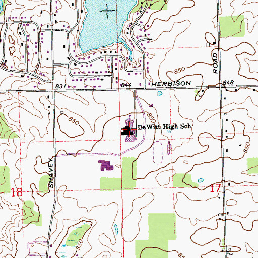 Topographic Map of DeWitt High School, MI