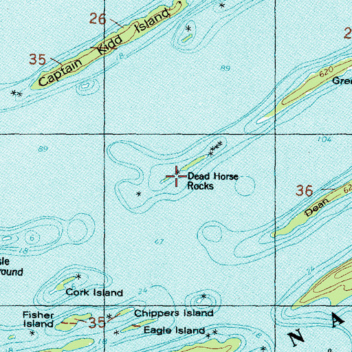 Topographic Map of Dead Horse Rocks, MI