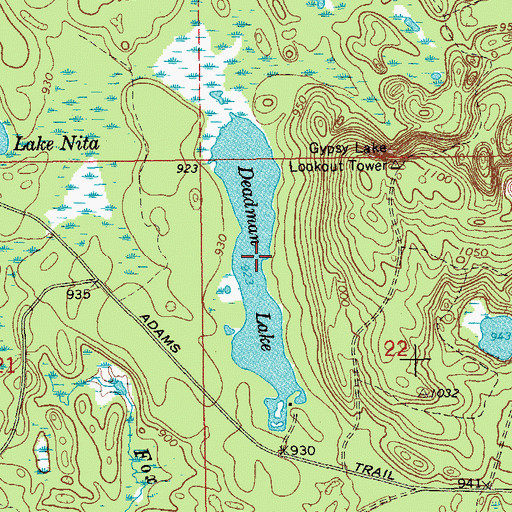 Topographic Map of Deadman Lake, MI