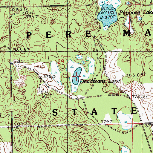 Topographic Map of Deadmans Lake, MI