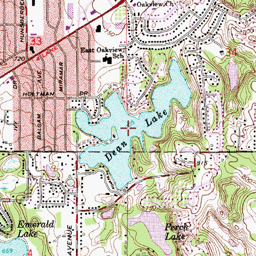 Topographic Map of Dean Lake, MI