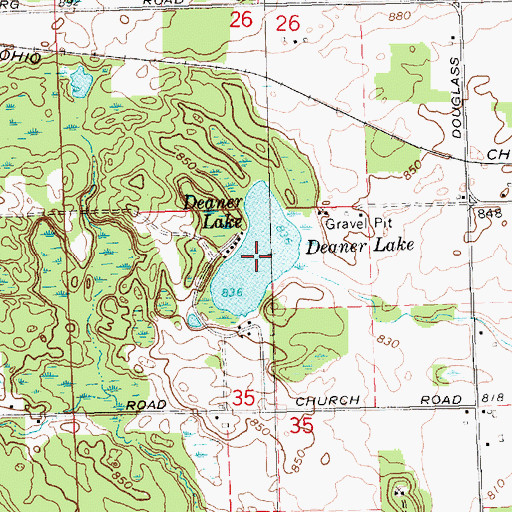 Topographic Map of Deaner Lake, MI