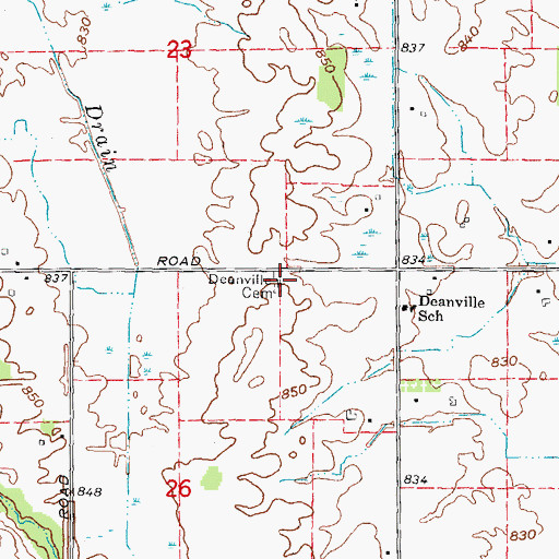 Topographic Map of Deanville Cemetery, MI