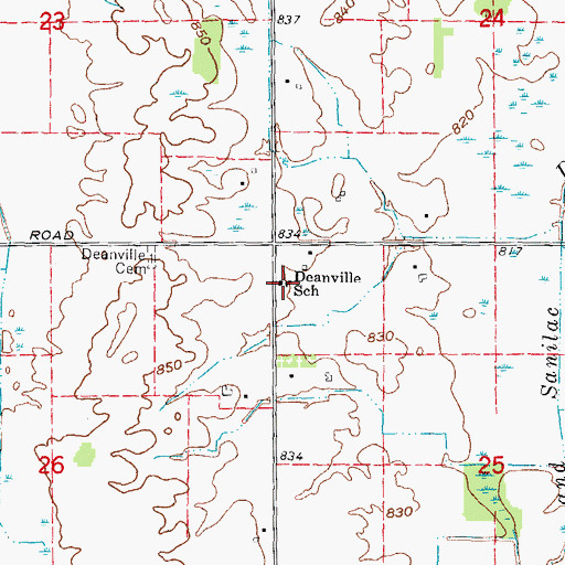 Topographic Map of Deanville School, MI